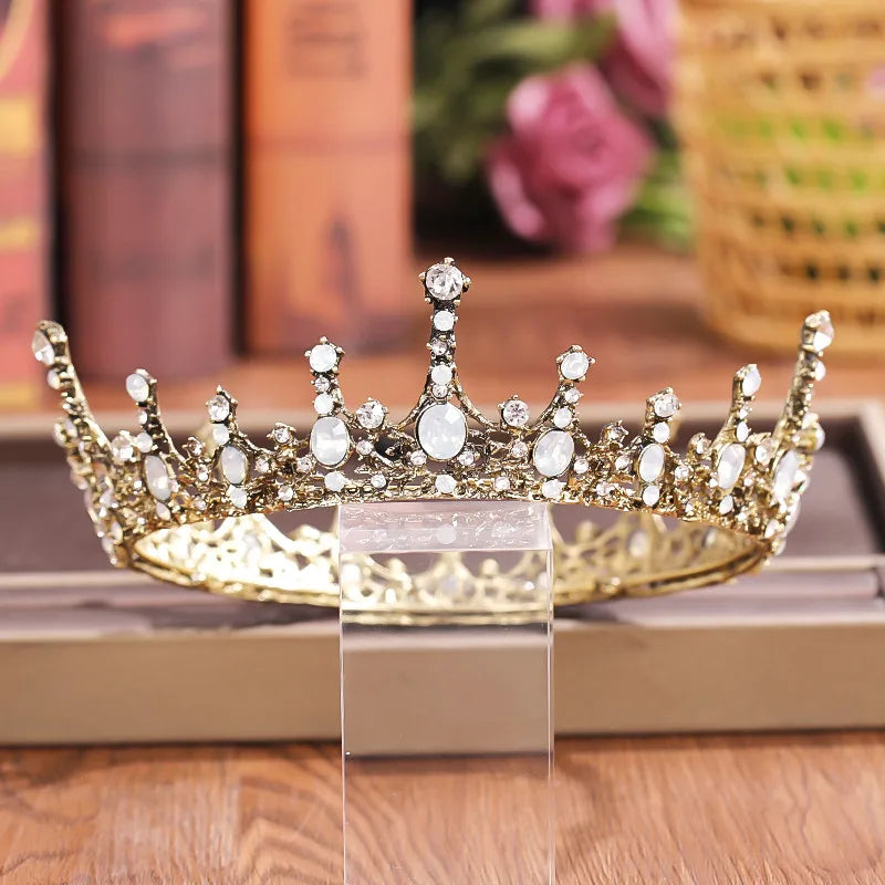 Crystal Rhinestone Round Crown Tiara Hair Jewelry Wedding
