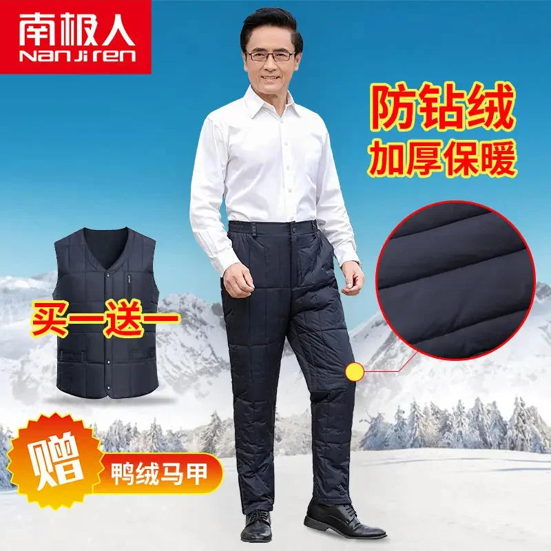 Warm Winter Trousers Down Pants Thickened High Waist