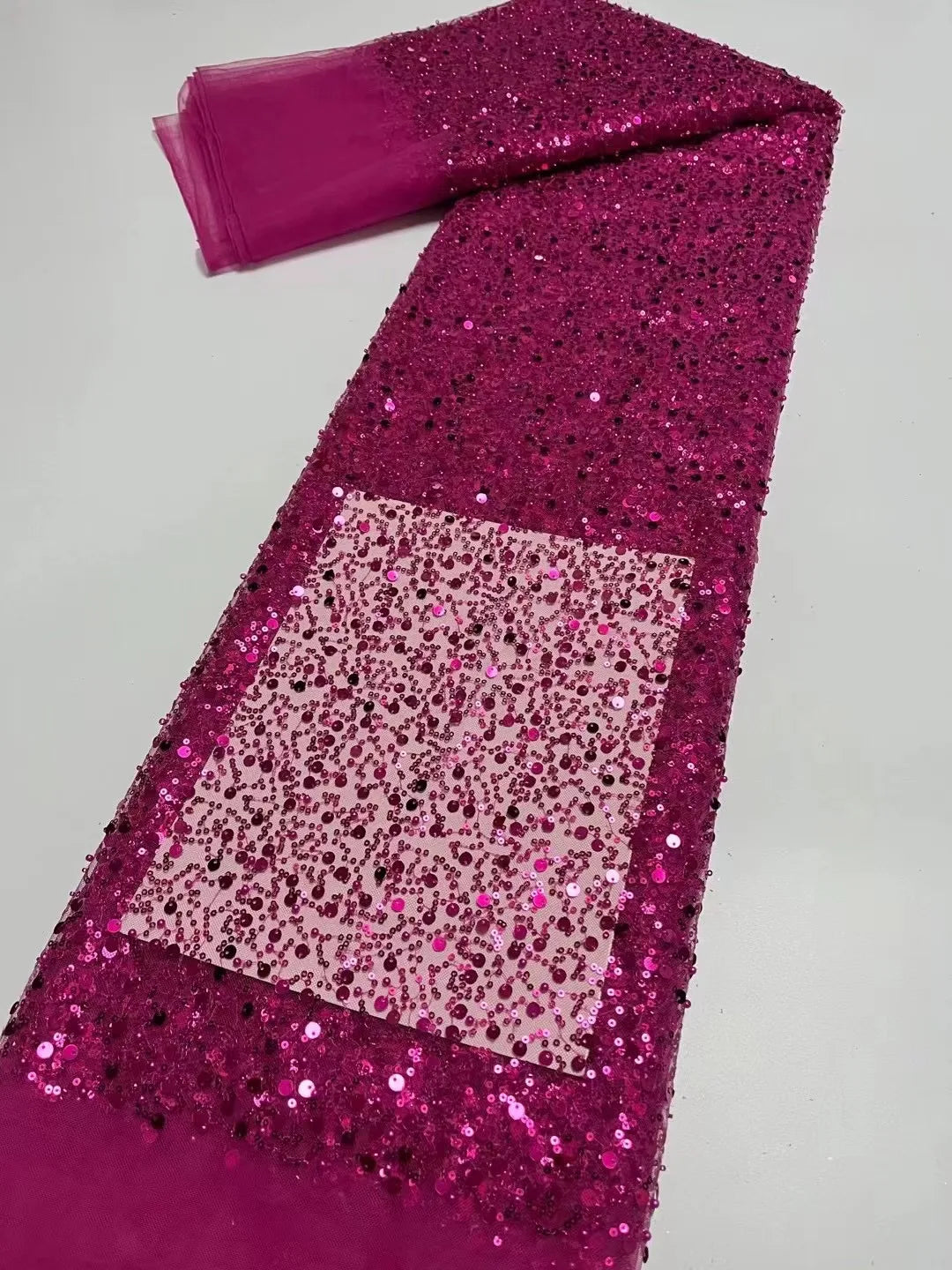 Heavy silver Sequins Lace Fabric With Bead Sequins