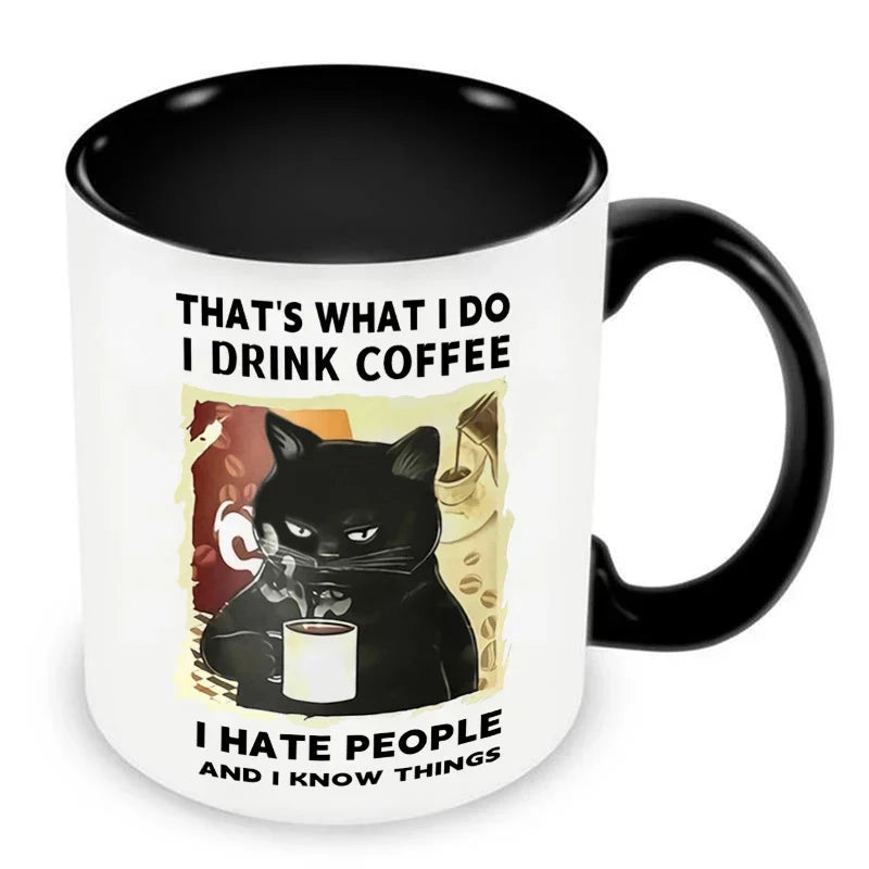 Funny Cat Mugs Coworker Gifts Coffee Spelled Backwards