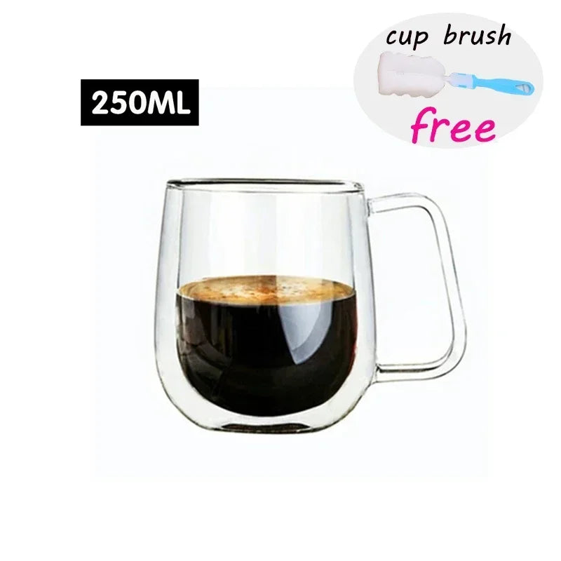 Double Wall Glass Cup Heat Resistant Transparent High