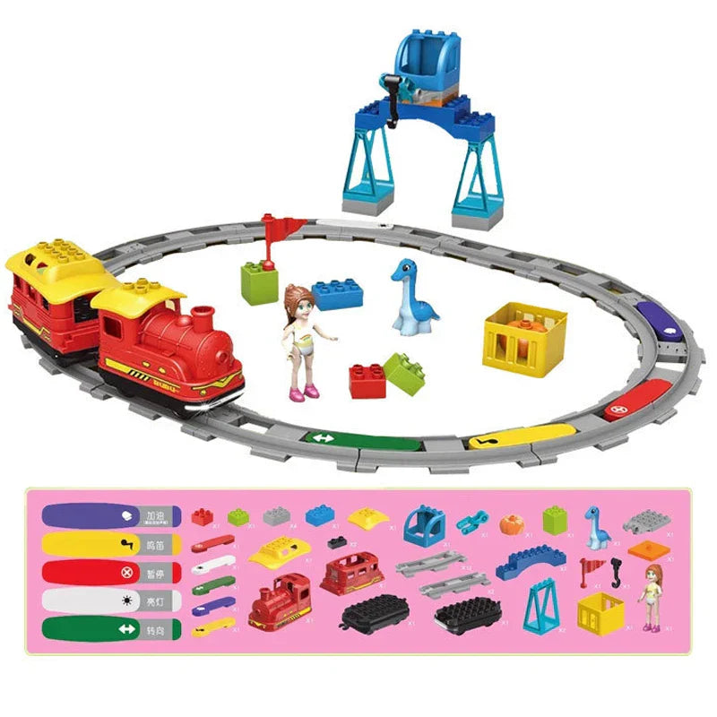 Big Building Block Track Set Electric Intelligent Locomotive