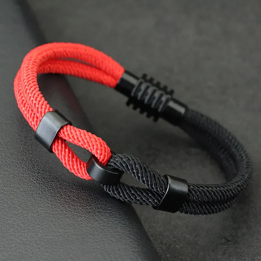 New Bicolor Thread Bracelet For Men Magnet Buckle