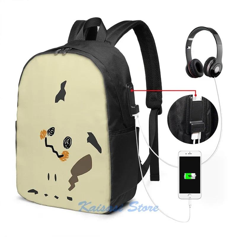 Funny Graphic print Mimikyu USB Charge Backpack men