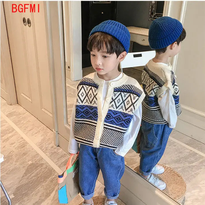1-10Y Children Single-breasted Vests Sweaters Cotton Vest boy
