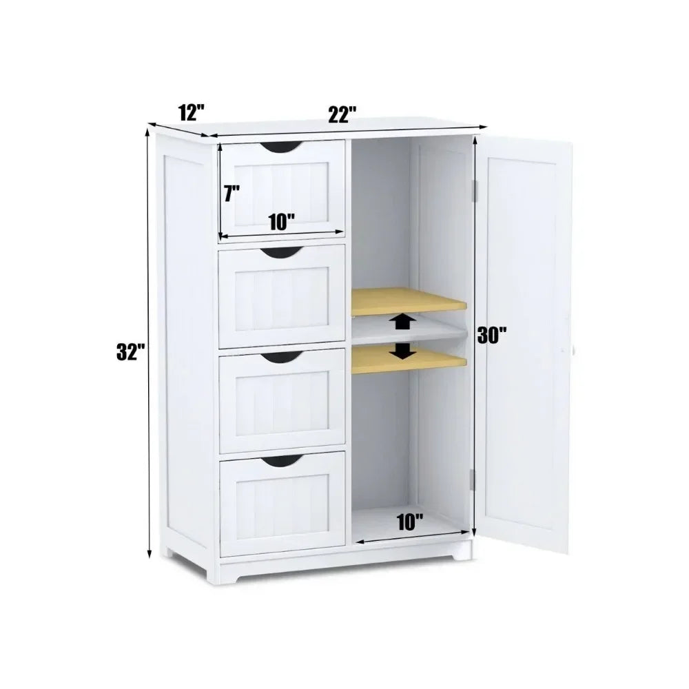 Open Cabinets Wooden 4 Drawer Bathroom Cabinet Storage