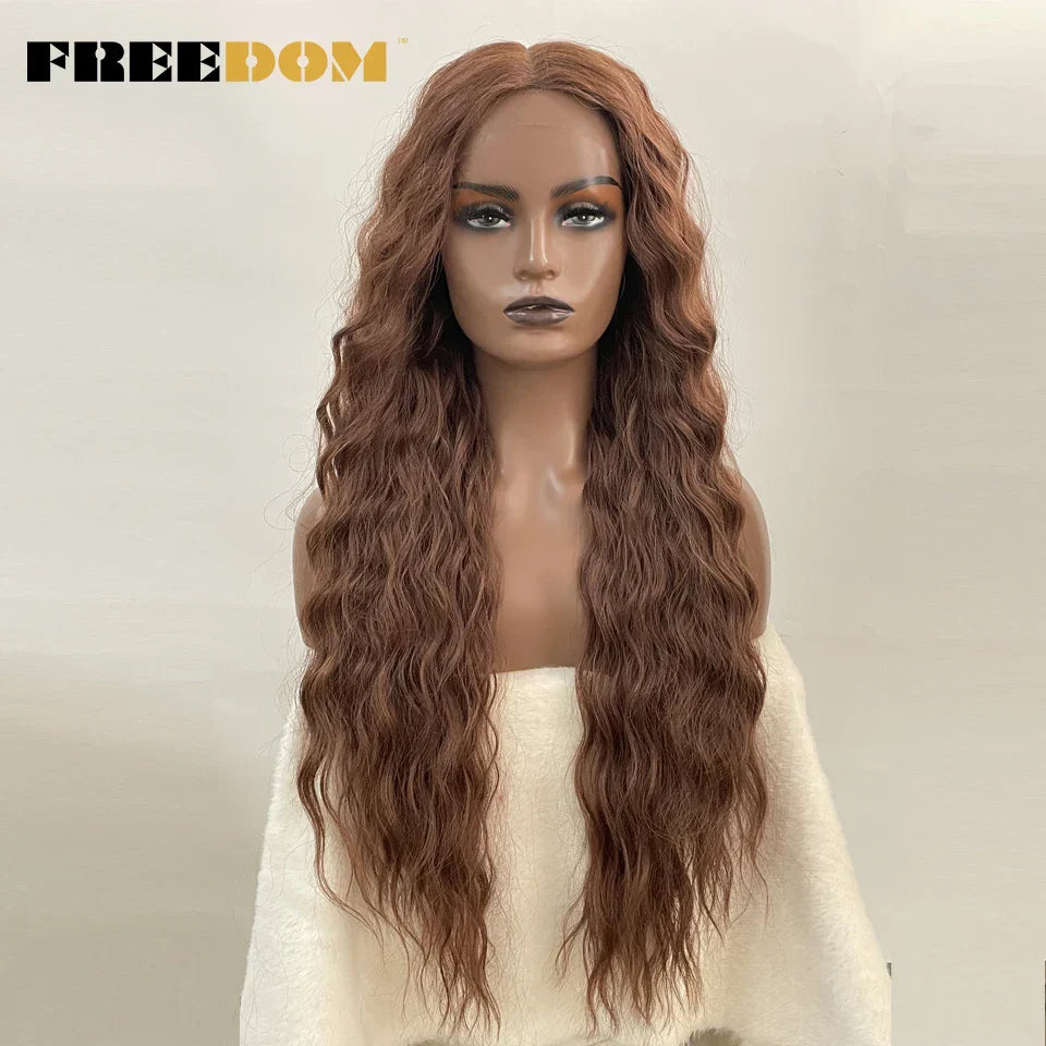 FREEDOM Synthetic Lace Wig Long Deep Wavy Ombre