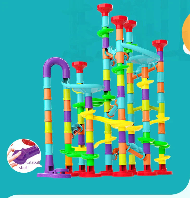 Marbles Run Catapult Track Building Blocks Slide Beads