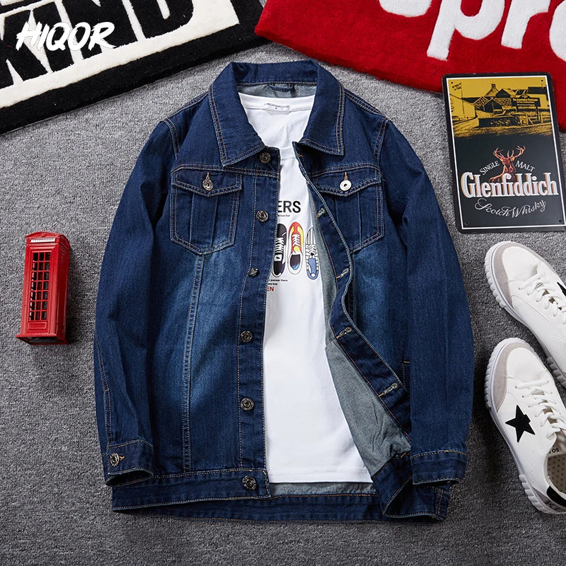 HIQOR Oversize Denim Jacket Male 8xl Men's Fashion