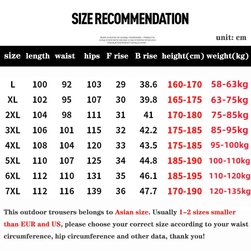 7XL Mens Summer Lightweight Tactical Hiking Pants Outdoor