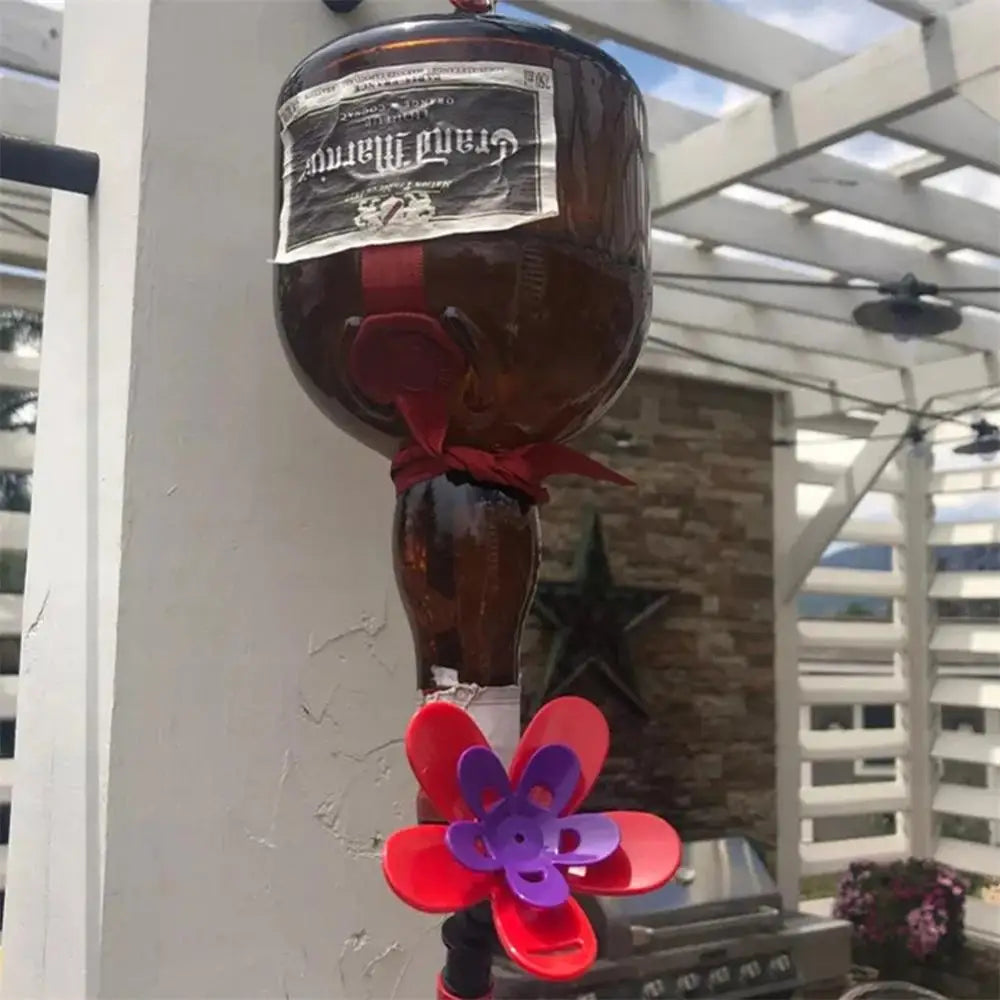Flower Hummingbird Feeder Bird Seed Green Wine Bottle