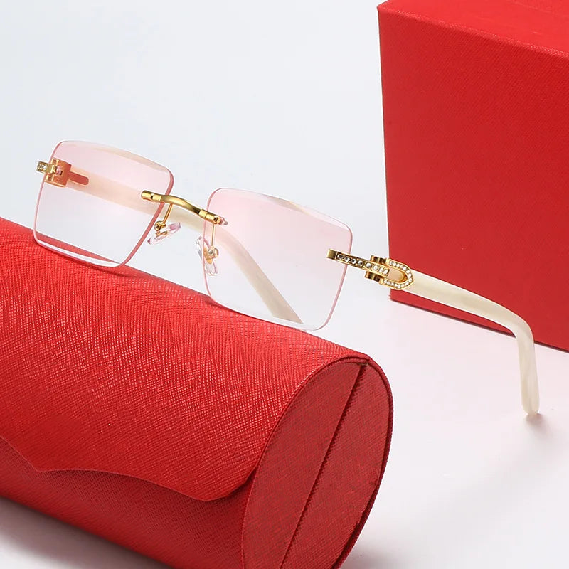 Luxury Brand Diamond Acetate Frame Square Sunglasses For