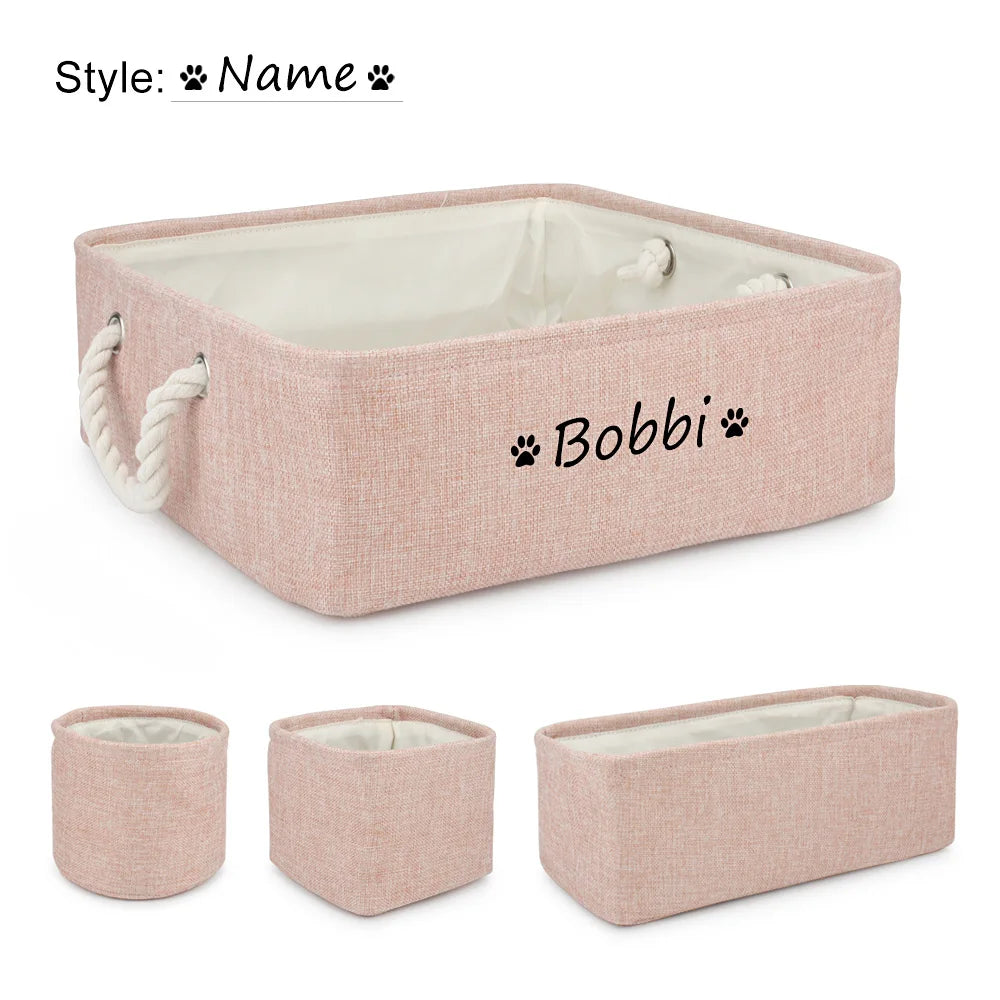 4pcs/set Customized Name Dog Clothes Storage Basket Pet