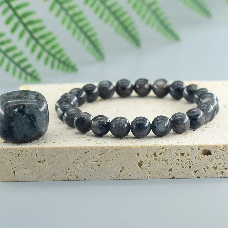 Real Natural Labradorite Stone Bead Bracelet Men Women