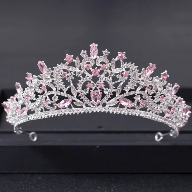 Pink Crystal Tiaras And Crowns For Women Bride