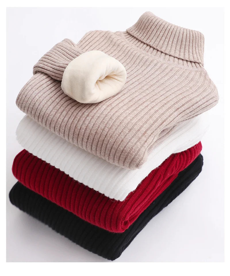 Children Padded Sweater Autumn Winter Kids Turtleneck Knitwear