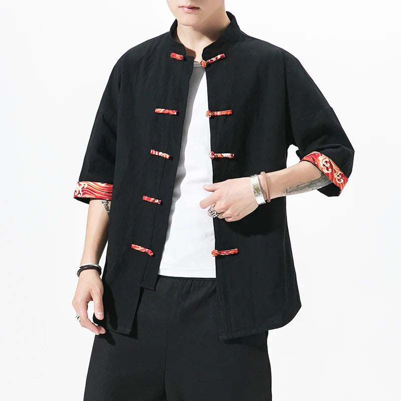 Male New Chinese Style Shirt Mens Tops Tang