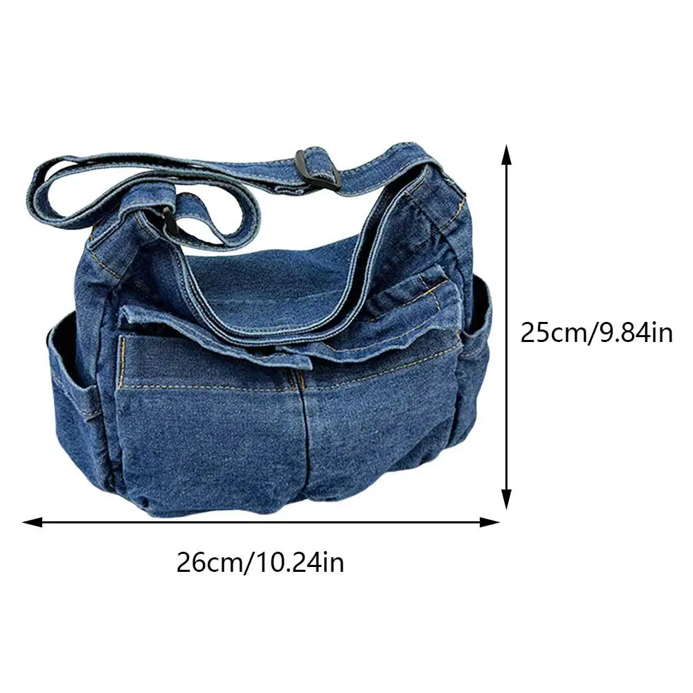 Denim Vintage Messenger Bag Retro Jeans Tote Bag