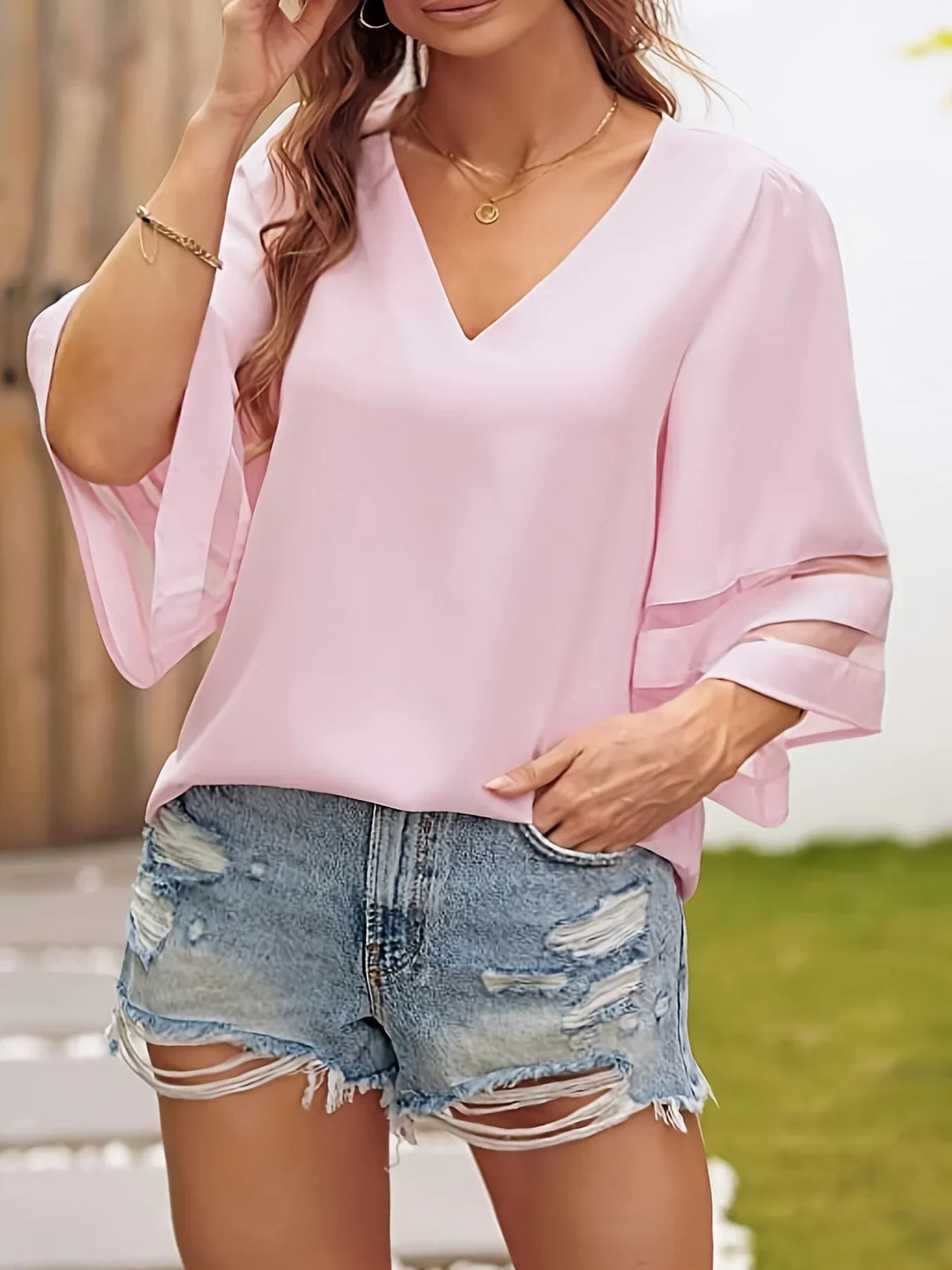 Plus Size New Women Summer Loose V Neck
