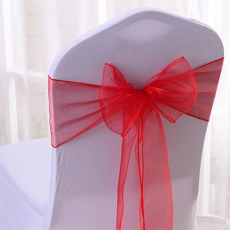 25pcs/lot Pink Organza Chair Sashes Wedding Chair Decoration