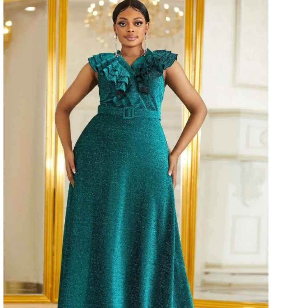 Plus Size Evening Dress Green New Sleeveless High