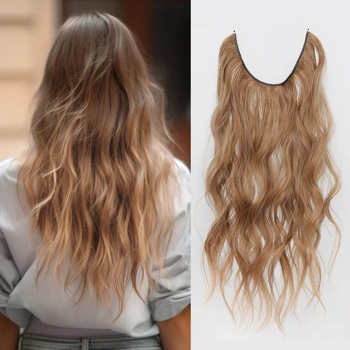 HAIRCUBE Synthetic No Clip Hair Extension Natural Hair