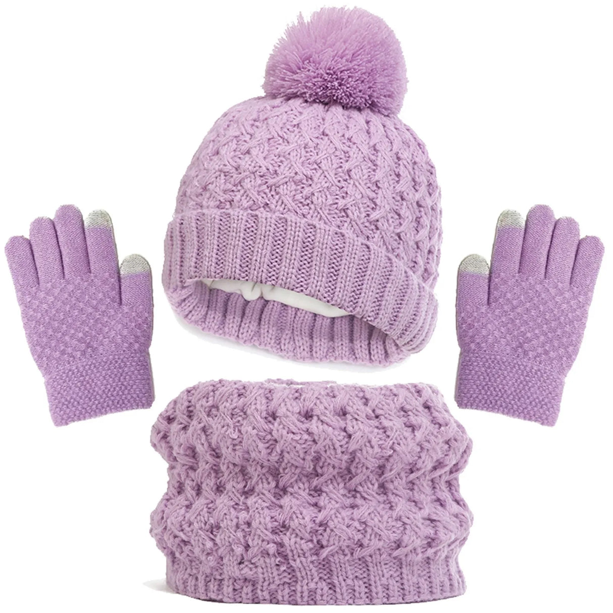 Kids Winter Hat Gloves Scarf Set Girls Toddler