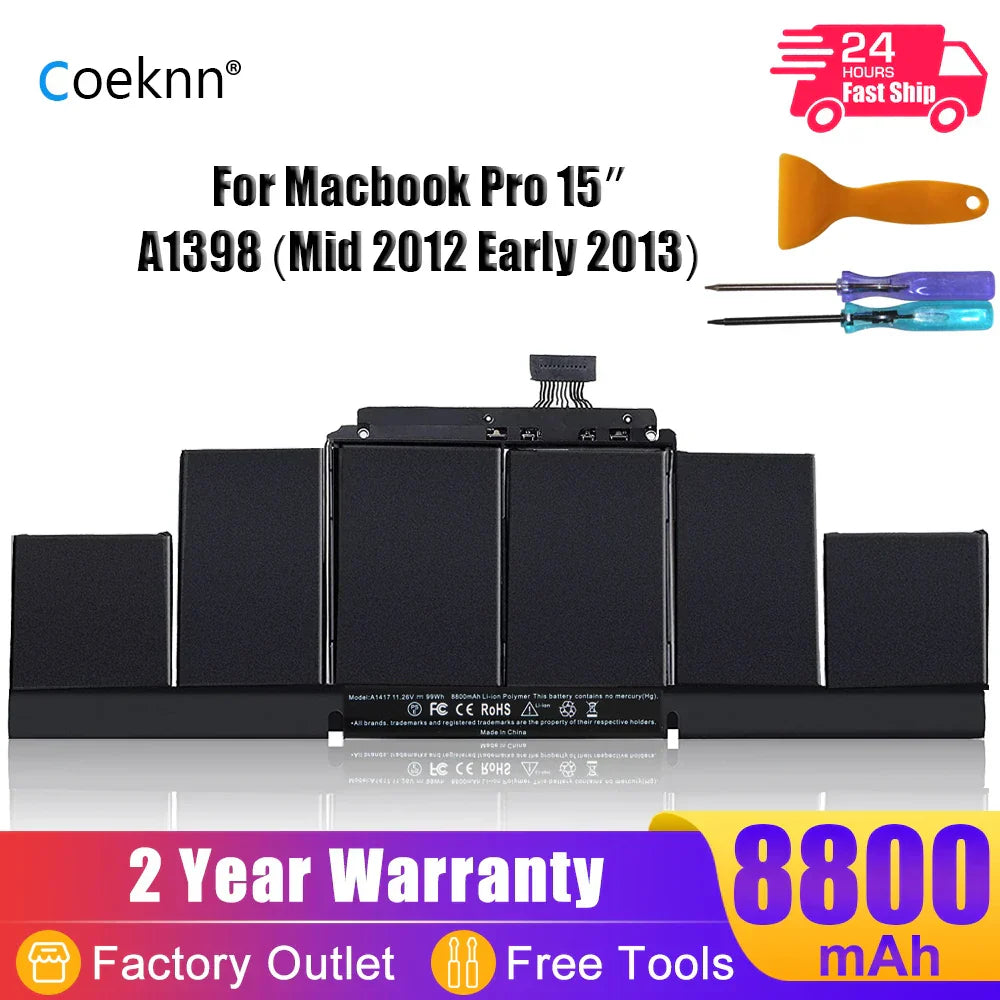 Coeknn 99Wh A1417 Laptop Battery for Apple Macbook