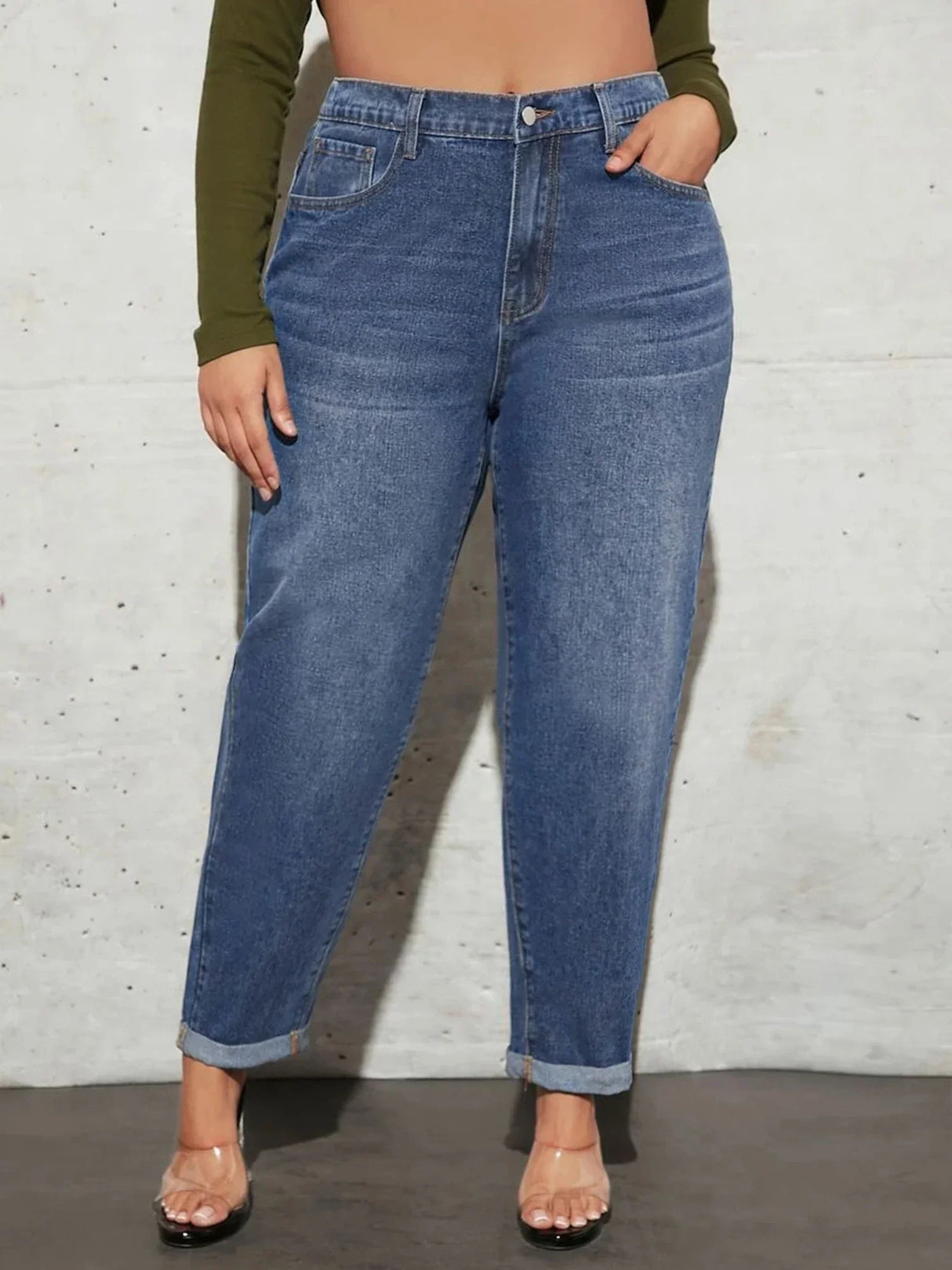 Plus Size Washing Jeans for Women Harem Jeans