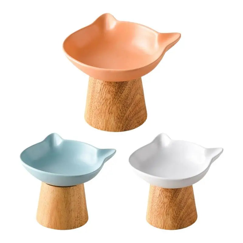 Raised Cat Food Dish Porcelain Feeder Dish With
