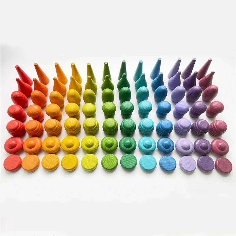 Large Wooden Rainbow Stacker Blocks Nordic Toys Loose