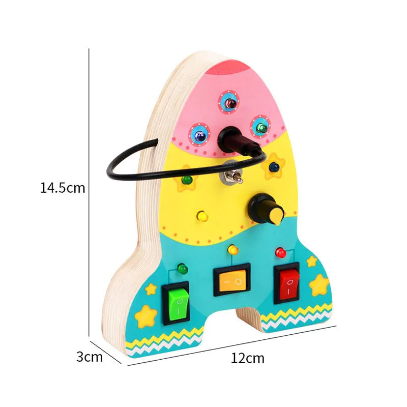 Children Busy Board Montessori Toys Wooden With Led