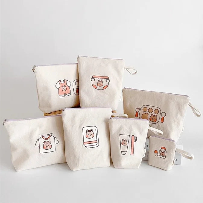 7pcs/set Fashion Baby Diaper Bags Cartoon Bear Portable