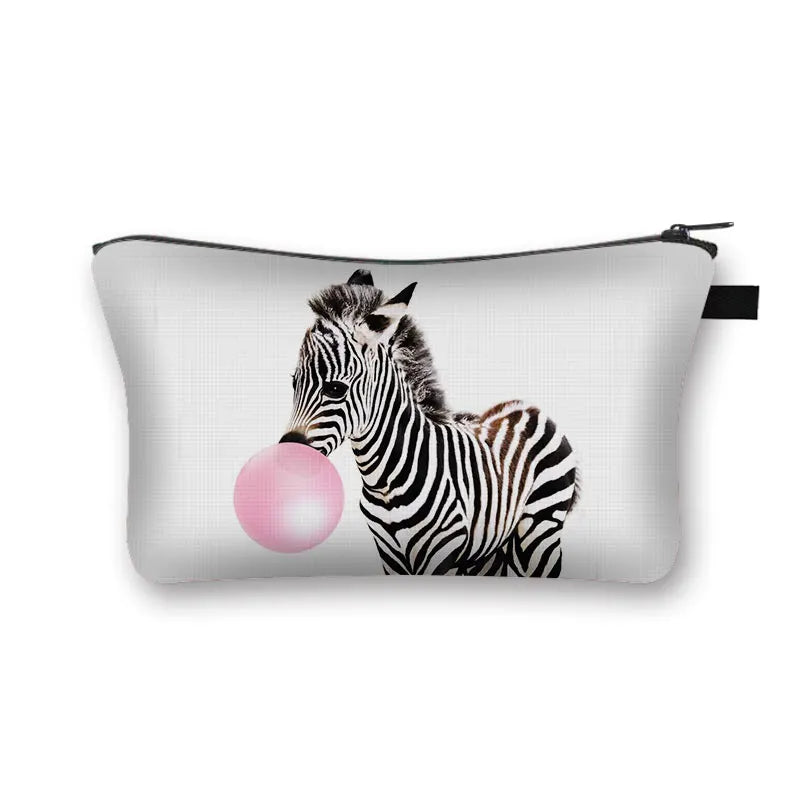 Animal Print Cosmetic Bag Women Makeup Bag Kawaii