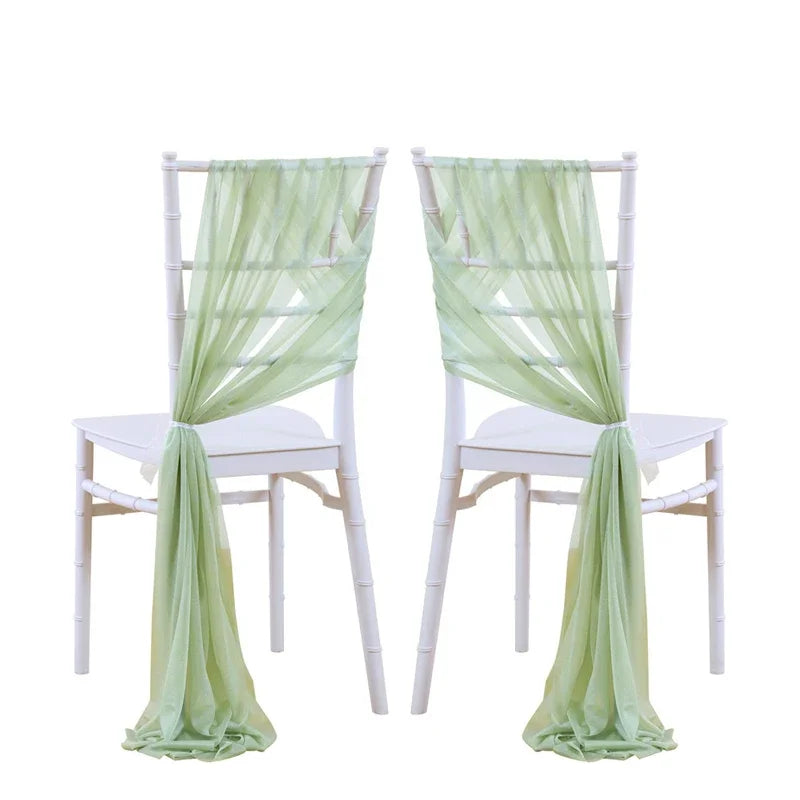 24 Pcs 17x250cm Green Chiffon Chair Sashes 12