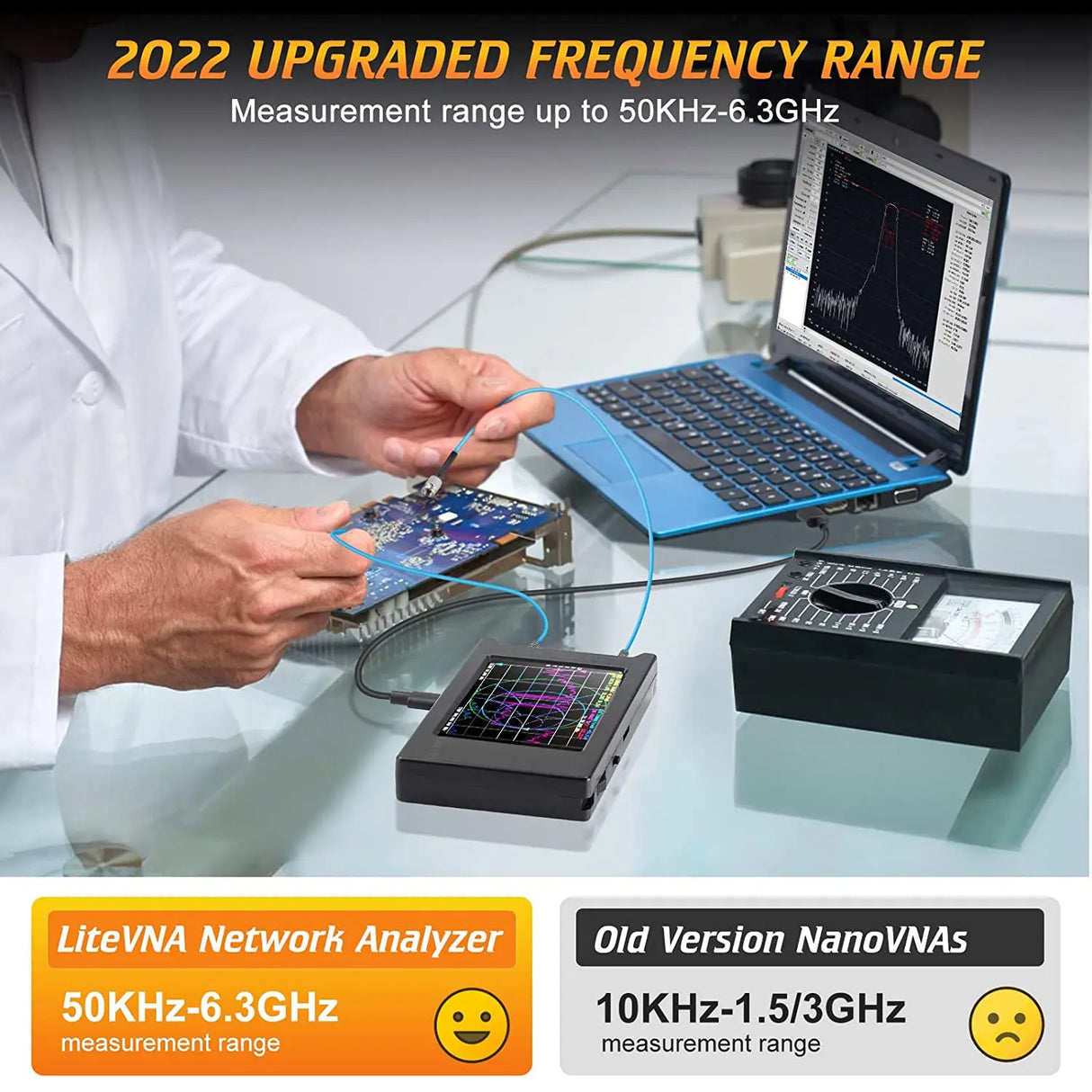 Upgraded NanoVNA 50kHz-6.3GHz Vector Network Antenna Analyzer 4"