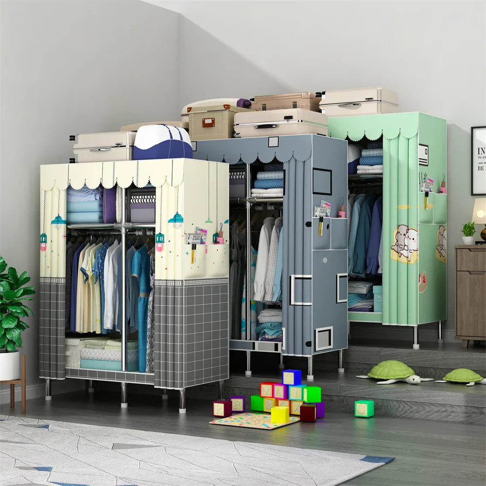 LEEGOHOME Wardrobe 85/110/130/150/170x45CMx170CM Closet Wardrobe with 23MM Steel