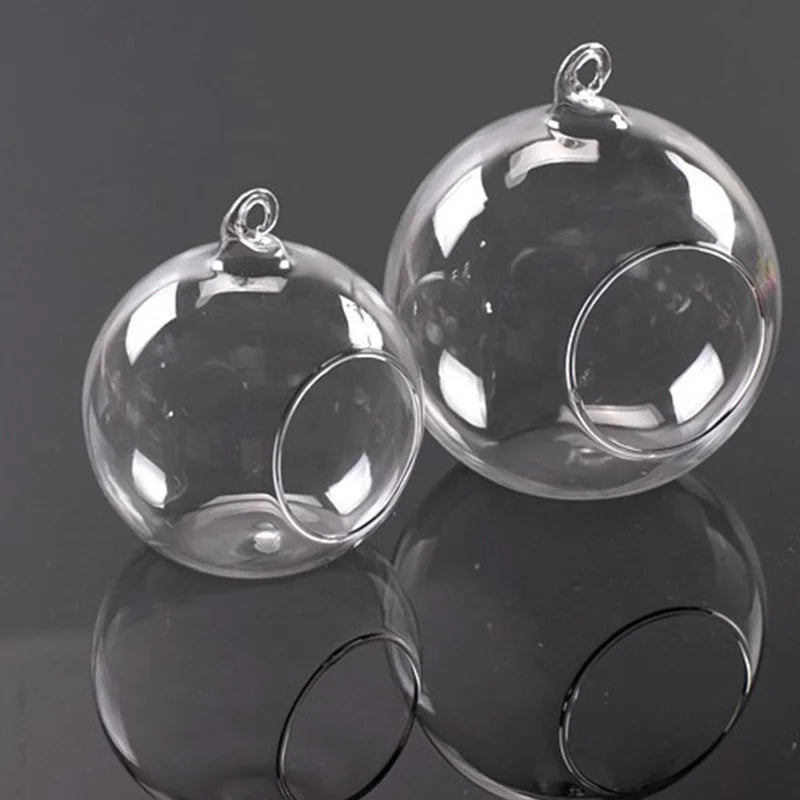 6/8cm Glass Candle Holder Hanging Tealight Globes Terrarium