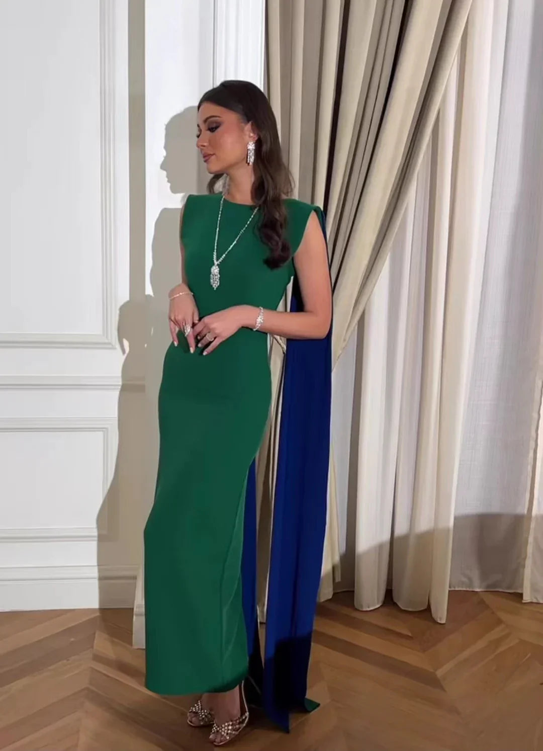 AsaNagi 2023 New Green Evening Dresses ONeck Sleeveless