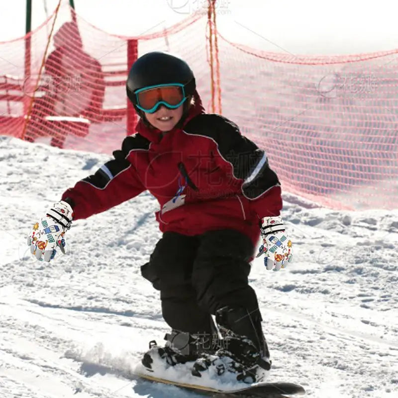 SML Children Winter Ski Gloves Waterproof Thicken Mittens