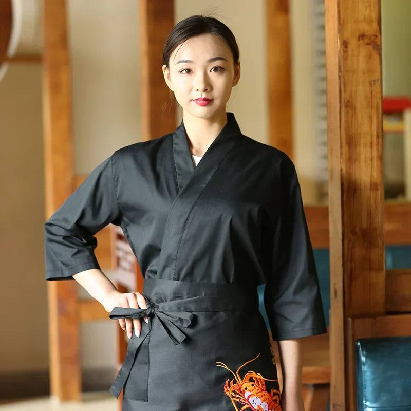 Japan Cuisine Mens Chef Costume Customizable Logo Summer