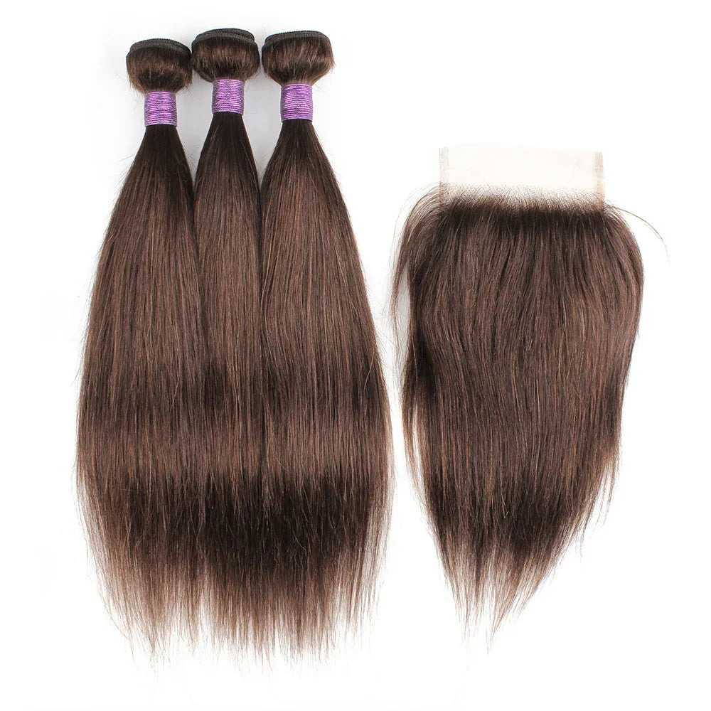 Dark Brown 3 Bundles With Frontal 220gLot Color