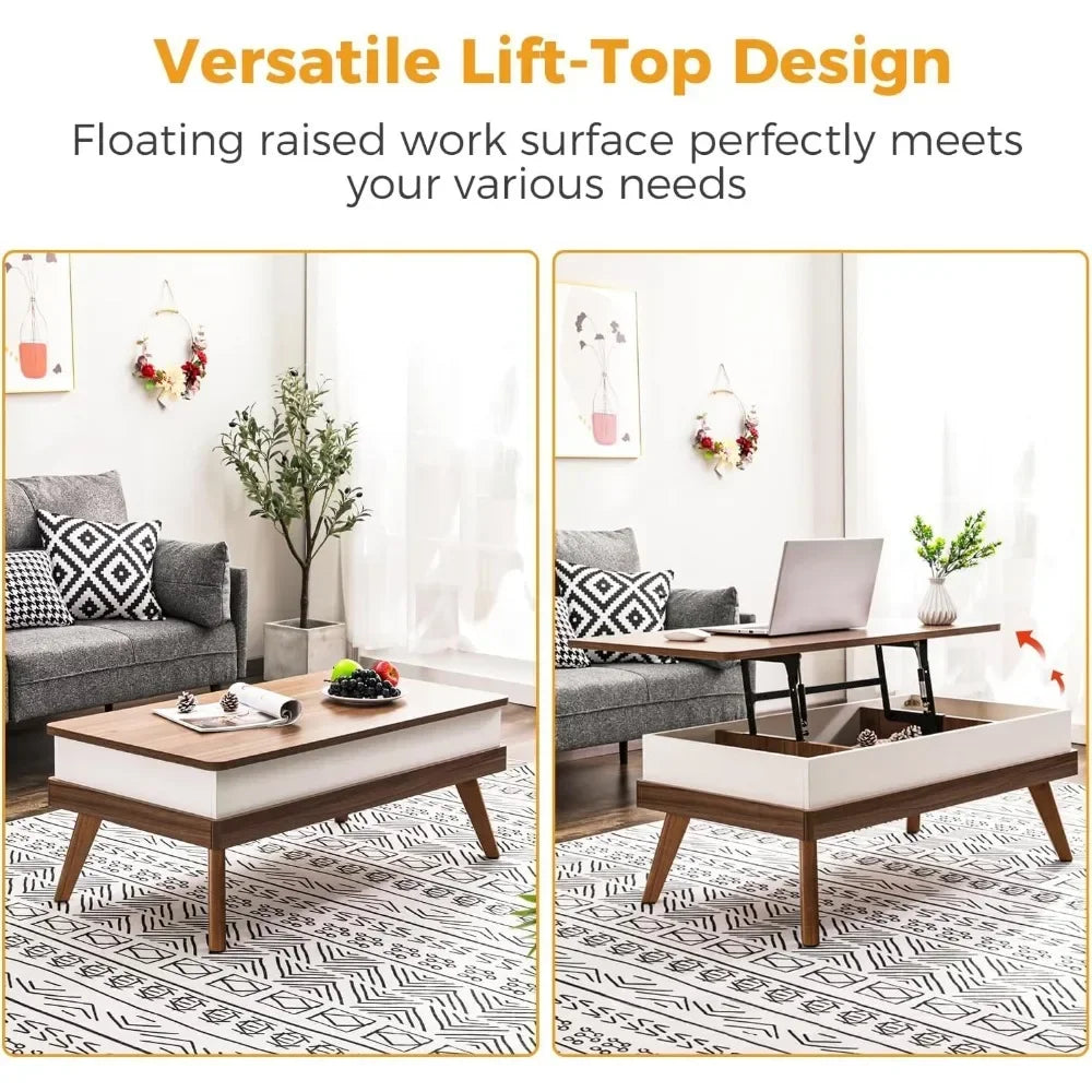 Easy-to-Assembly Center Table With Hidden Storage Compartment Modern