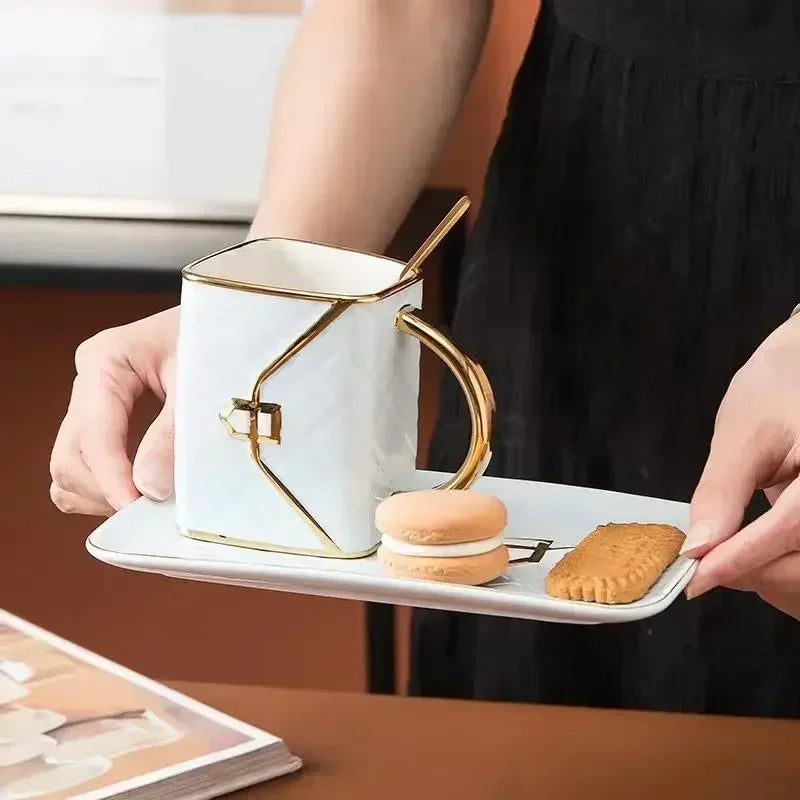 Creative ceramic Coffee cup, handmade diamond bag, ceramic