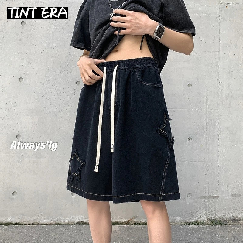 TINT ERA Y2K Mens Streetwear Breeches Star Korean