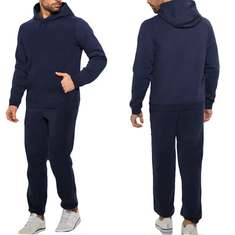 Classic Mens Solid Color Tracksuit Hooded Sweatshirts and