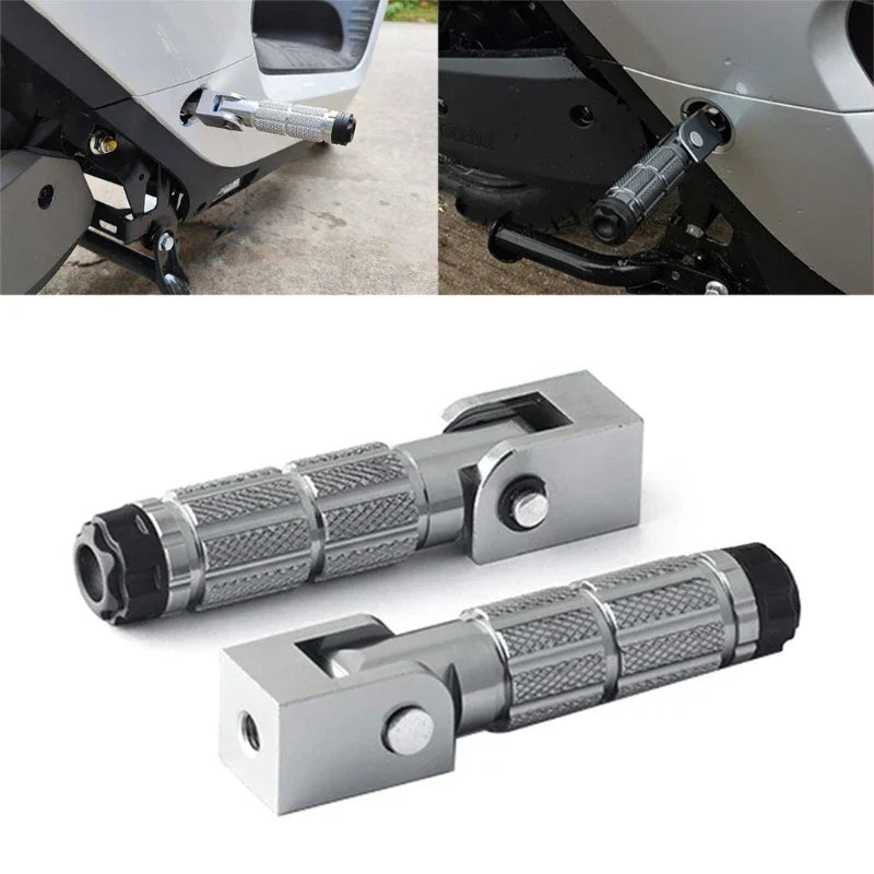 1 Pair 90° Folding Motorcycle Footpegs - M10 Front Rear Footrest