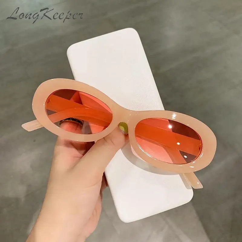 New Oval Sunglasses for Women Men Cateye Small