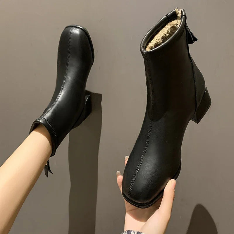 Plus Size 43 Square Toe Ankle Boots Women