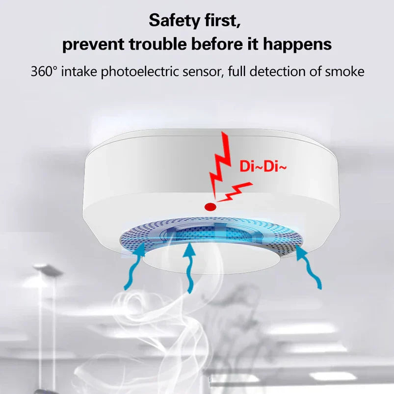 Fire Protection 433MHz Smoke Detector Wireless White Color